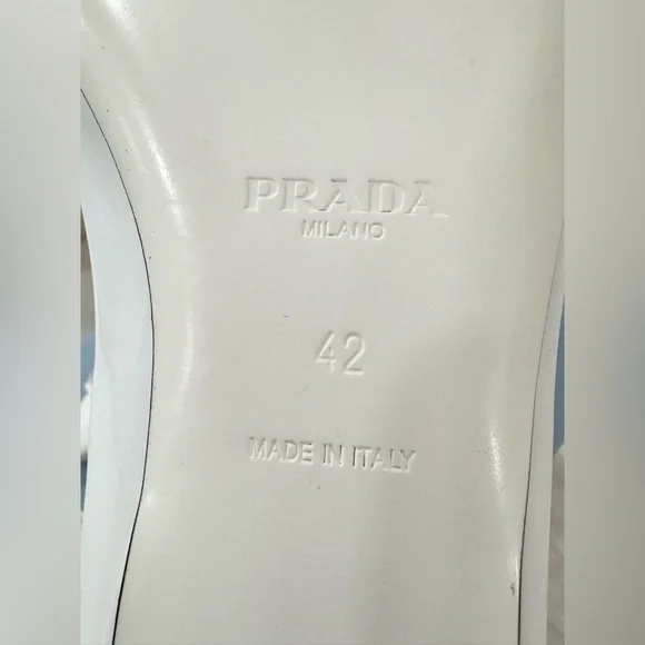 PRADA White Floral Embellished leather ballet flats